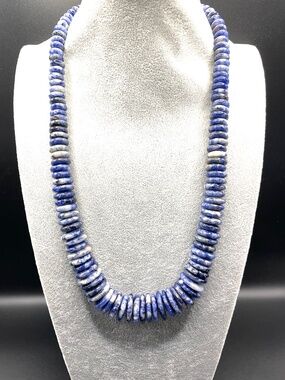 Sodalite FAS 925 China Graduated Heishi Disc Bead Stone Necklace Unisex